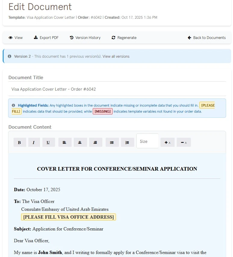 Document Editor Interface